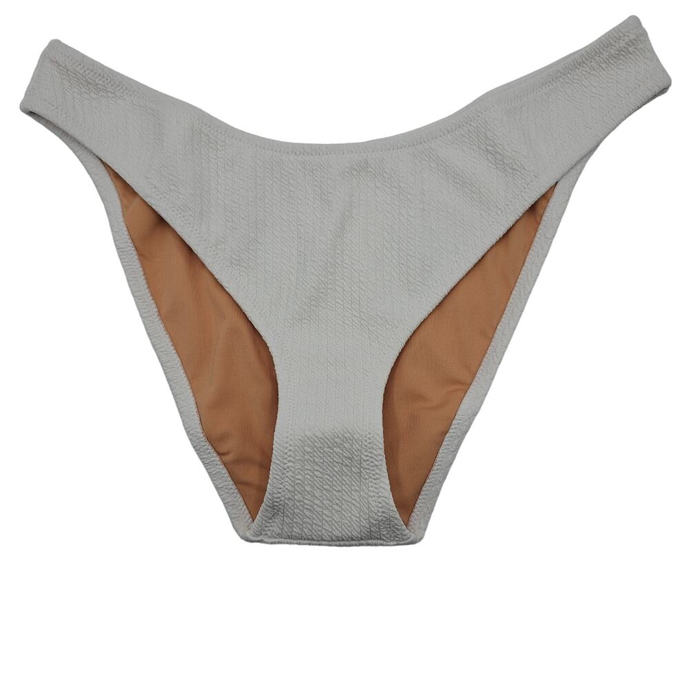 J, Crew Womans size L Curved Waist Cheeky Ribbed Bikini Bottom Ivory Cheeky NEW
